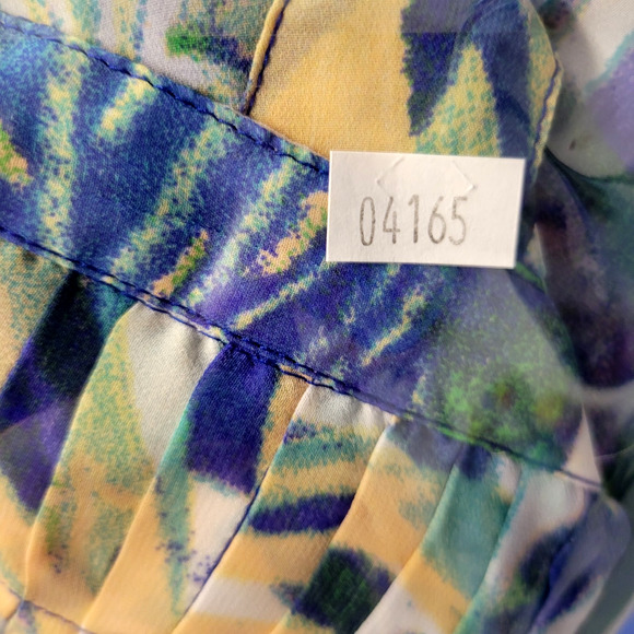 Chicos Button Front Top Blouse Womens Chicos 1 (M-8) Blue Floral Leaf V-Neck - Picture 13 of 13